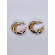 Sapphire Store Gold Renk 3 Kalın Halka Küpe