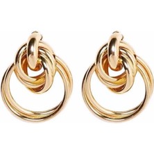 Sapphire Store Gold Renk Sarmal Halka Küpe Orta