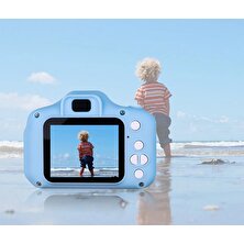 Çocuklar İçin Mini Hd 1080P Dijital Fotoğraf Makinesi - Oyun Yüklü Açık Mavi
