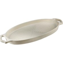 Turuncu Çizgi Seramik Oval Izgara Fırın Kabı ECR-126