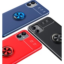 Case 4U Samsung Galaxy A04E Uyumlu Kılıf Autofocus Shockprof Ravel Yüzüklü Standlı Slikon Kapak Siyah - Mavi