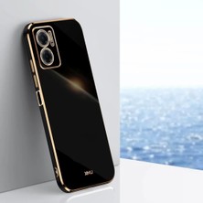 Case 4U Xiaomi Redmi Note 11E Kılıf Kamera Korumalı Parlak Gold Kenarlı Yumuşak Silikon Kapak Bark Siyah