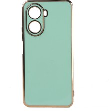 Case 4U Huawei Nova 10 SE Kılıf Kamera Korumalı Parlak Gold Kenarlı Yumuşak Silikon Kapak Bark Açık Yeşil