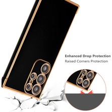 Case 4U Samsung Galaxy S23 Ultra Uyumlu Kılıf Kamera Korumalı Parlak Gold Kenarlı Yumuşak Silikon Kapak Bark Açık Yeşil