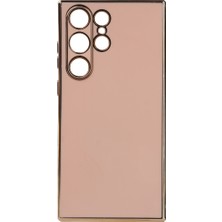 Case 4U Samsung Galaxy S23 Ultra Uyumlu Kılıf Kamera Korumalı Parlak Gold Kenarlı Yumuşak Silikon Kapak Bark Rose Gold