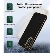 Case 4U Huawei Nova 10 SE Kılıf Kamera Korumalı Parlak Gold Kenarlı Yumuşak Silikon Kapak Bark Mavi