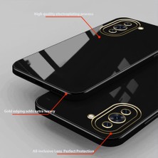 Case 4U Huawei Nova 10 SE Kılıf Kamera Korumalı Parlak Gold Kenarlı Yumuşak Silikon Kapak Bark Mavi