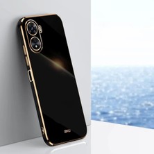 Case 4U Huawei Nova 10 SE Kılıf Kamera Korumalı Parlak Gold Kenarlı Yumuşak Silikon Kapak Bark Siyah