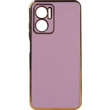 Case 4U Xiaomi Redmi Note 11E Kılıf Kamera Korumalı Parlak Gold Kenarlı Yumuşak Silikon Kapak Bark Lila