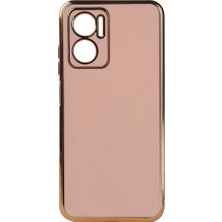 Case 4U Xiaomi Redmi Note 11E Kılıf Kamera Korumalı Parlak Gold Kenarlı Yumuşak Silikon Kapak Bark Rose Gold