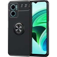 Case 4U Xiaomi Redmi Note 11E Kılıf Kamera Korumalı Autofocus Shockprof Ravel Yüzüklü Standlı Slikon Kapak Siyah