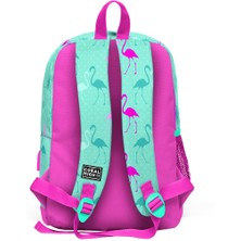 Yaygan Coral High Kids Su Yeşili Neon Pembe Flamingo Desenli Dört Bölmeli USB Şarjlı Kulaklık Çıkışlı Okul Sırt Çantası 23275