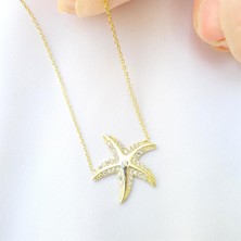 Pier Gümüş Zirkon Taşlı Gümüş Deniz Yıldızı Kolye