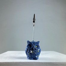 Oasis Decoration Gri Mavi Splash Baykuş Not Tutucu