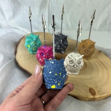 Oasis Decoration Gri Mavi Splash Baykuş Not Tutucu