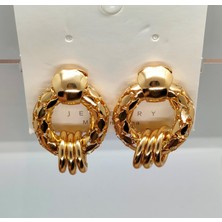 Sapphire Store Gold Renk Halka Detaylı Küpe