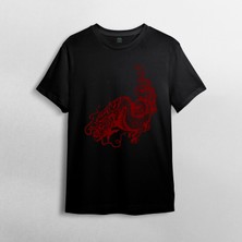 Pixxa Dragon - Ejderha %100 Pamuklu Bisiklet Yaka T-Shirt Model - 3
