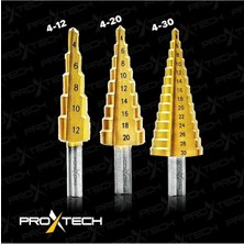 Proxtech Kademeli Hss Sarmal Matkap Ucu Seti Kademli Sac Delme Çantalı 3 Pcs Set 4-12 / 4-20 / 4-32