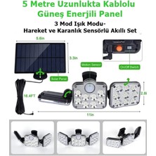 Gaman JD-2858 138 LEDLİ SOLAR Güneş Enerjili 3 Mod Sensörlü Solar Lamba 5 Metre Kablolu