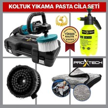 Proxtech Profesyonel Devir Ayarlı Koltuk Yıkama Pasta Cila Polisaj Makinesi Su Sıçratmaz Fırça