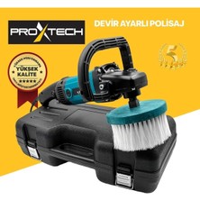 Proxtech Profesyonel Devir Ayarlı Koltuk Yıkama Pasta Cila Polisaj Makinesi Su Sıçratmaz Fırça