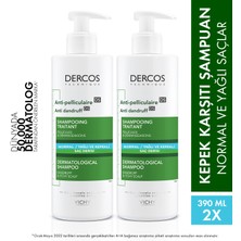 Dercos Anti-Dandruff Normal ve Yağlı Saçlar Için Kepeğe Karşı Etkili Bakım Şampuanı 390 ml X2