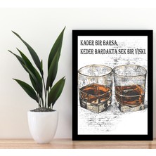 Trend Poster "kader Bir Barsa Keder Bardakta Sek Bir Viski" Bardaklı Tasarım Duvar Tablosu Retro Ahşap Poster