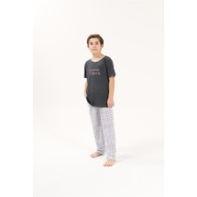 Yeni Inci Kısa Kollu Ekose Erkek Çocuk Pijama Takım CEP341