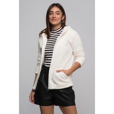 Cotton Mood 7363602 Welsh Fermuarlı Cepli Kapüşonlu Sweatshirt Ekru