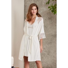 Pierre Cardin Saten Dantelli Gecelik & Sabahlık Takım  - 4010