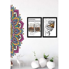 Trend Poster Viski Alkol Bar Köşesi Için 2'li Duvar Tablosu Retro Ahşap Poster