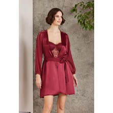 Pierre Cardin  Saten Gecelik Sabahlık Pijama Takım Şort Takım 6'lı Gelin Çeyiz Seti - 6005