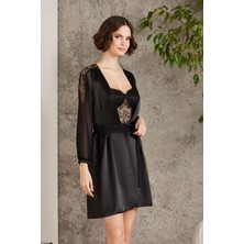 Pierre Cardin  Saten Gecelik Sabahlık Pijama Takım Şort Takım 6'lı Gelin Çeyiz Seti - 6005