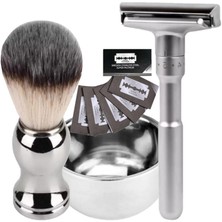 Qualis Shave Q7 Full Metal Manuel Tıraş Makinesi + F10 Fırça + Kase + 5 Adet Platinum Jilet