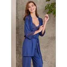 Pierre Cardin  Dantelli Penye 3'lü Kadın Pijama Takımı  2820