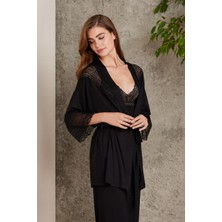 Pierre Cardin  Dantelli Penye 3'lü Kadın Pijama Takımı  2820