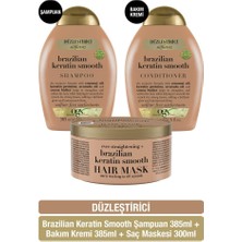 Ogx Düzleştirici Brazilian Keratin Smooth Sülfatsız Şampuan + Sülfatsız Saç Kremi + Saç Maskesi