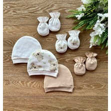 Renkli Puset Penye 3'lü Bere 3'lü Eldiven Bebek Takım Koala Yeşil