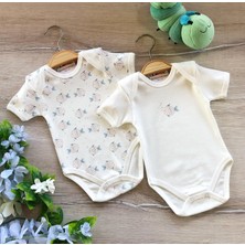 Renkli Puset 2'li Penye Bebek Kısa Kollu Body Zıbın Takım Balık