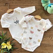 Renkli Puset 2'li Penye Bebek Uzun Kollu Body Zıbın Takım Ayı