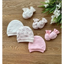 Renkli Puset Penye 3'lü Şapka 3'lü Eldiven Bebek Takım Aslan