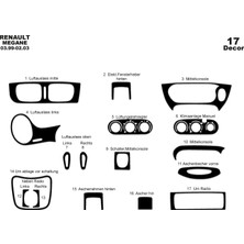 meriç cockpit design Meriç® Renault Megane Ön Torpido Kaplama 17 Parça 1999-2003