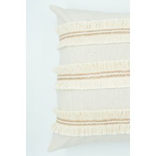NDC Home Özel Tasarım Tekli Keten Krem Kırlent Kılıfı 45 x 45 cm