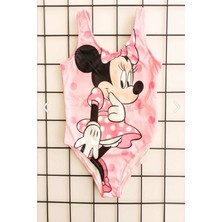 Podium Giyim Yeni Trend  Kids Kız Çocuk Minnie Mause Baskılı Pembe Renk Askılı Mayo