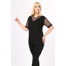 Modayız Kısa Kol  Büyük Beden Bluz 2D-17871