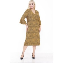 Modayız Volan Kol Desenli Büyük Beden Elbise 30A-2239