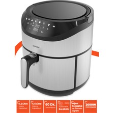 Goldmaster Foodfry 2000 Watt Yüksek Güç Inox Dokunmatik Airfryer Yağsız Sıcak Hava Fritözü