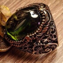 Takıhan 925 Ayar Gümüş Vav Detaylı Sarı Zirkon Taşlı Erkek Yüzük