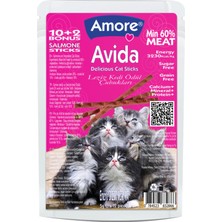 Amore Avida Salmone-12, Chicken-12, Lamb-12 Cat Sticks Balıklı, Tavuklu, Kuzulu Kedi Ödülü