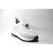 Beety 23BY83.K88-B Deri Beyaz Lastik Bağlı Ortopedik Kadın Casual Ayakkabı